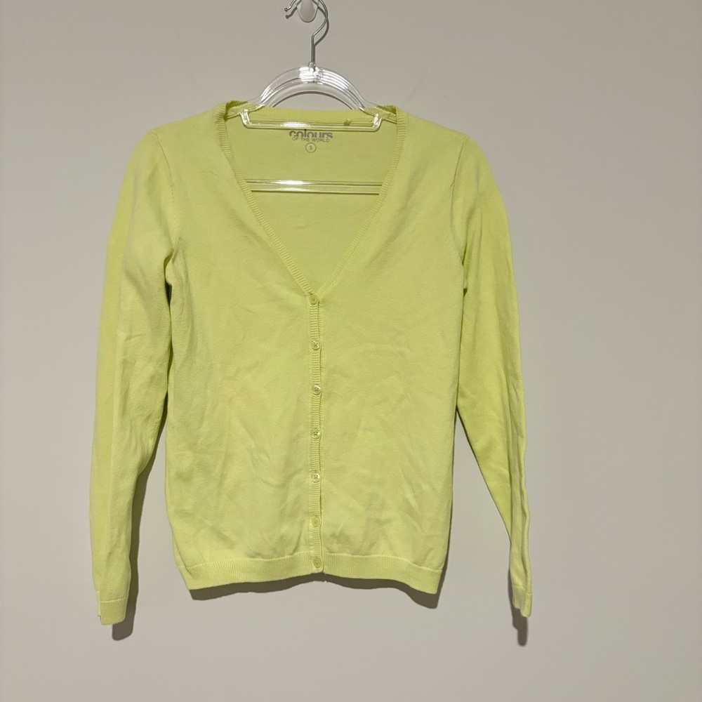 Colors of the World button front cardigan yellow‎ size small